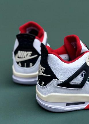 Трендовые стильные мужские кроссовки в стиле nike air jordan 4 retro red white высокие джордан ретро качественные кожаные премиум3 фото