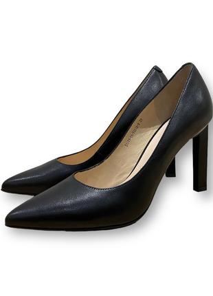 Женские кожаные повседневные деловые туфли на высоких каблуках черные s1019-01-y021a-9 lady marcia 2517 37, черный4 фото