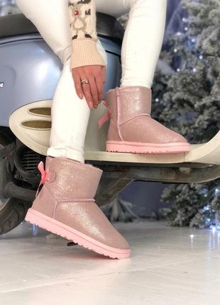 Ugg pink, жіночі зимові угі з хутром, угги женские зимние6 фото