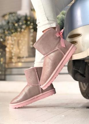 Ugg pink, жіночі зимові угі з хутром, угги женские зимние7 фото