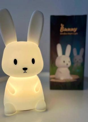 Светильник детский силиконовый зайка bunny. ночной светильник.