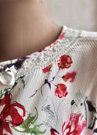 Блуза в цветочный принт натуральная ткань7 фото