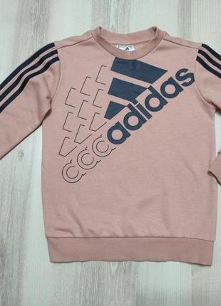 Брендовый свитшот adidas, кофта-реглан двухнитка-петля на 7-8 лет