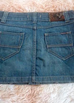 Джинсовая мини юбка, стильный темный джинс2 фото