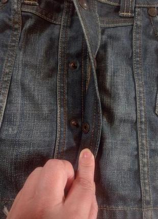 Джинсовая мини юбка, стильный темный джинс5 фото