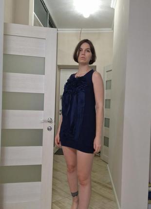 Платье мини, синяя. в ретро стиле.2 фото