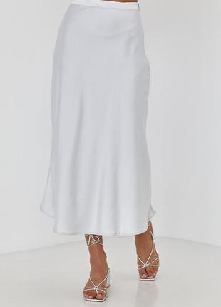 Элегантная атласная юбка-миди - светло-серый цвет, m (есть размеры) s