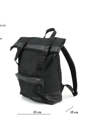 Рюкзак міський rolltop з відділом для ноутбука 17" wallaby 1191 чорний3 фото