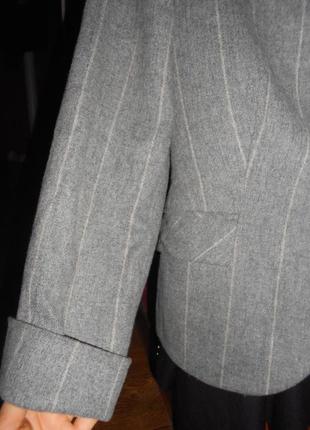 Шерстяной пиджак жакет  блейзер с манжетами в актуальную полоску - 50 размер2 фото