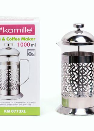 Заварник френчпресс kamille 1000мл для чаю і кави km-0773xl1 фото