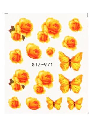 Слайдер на гель лак "цветки и бабочки" - размер наклейки 6*5см, инструкция по применению есть в описании1 фото