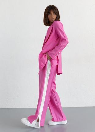 Женский брючный костюм в стиле кэжуал - розовый цвет, m (есть размеры)5 фото