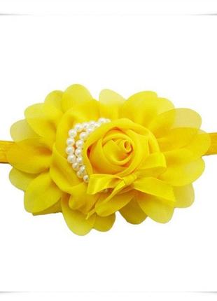 Детская желтая повязка -  окружность 36-50см, размер цветка 13см