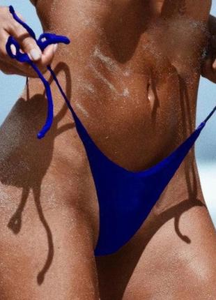 Стринги для купальника на завязках женские электрик1 фото