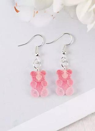 Детские серьги мишки разноцветные - размер мишки 1,7см, смола