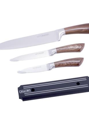 Набір кухонних ножів kamille 4 предмети в подарунковій упаковці (3 ножа+магнітний тримач) km-50425 фото