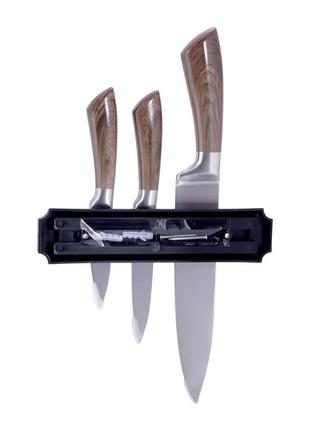 Набір кухонних ножів kamille 4 предмети в подарунковій упаковці (3 ножа+магнітний тримач) km-50422 фото