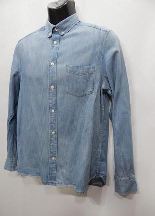 Мужская джинсовая рубашка с длинным рукавом  р.48 107дрбу (только в указанном размере, только 1 шт)4 фото