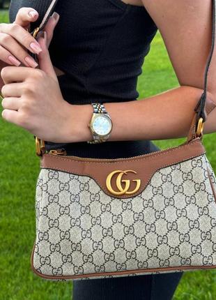 Жіноча сумка gucci aphrodite shoulder bag brown leather