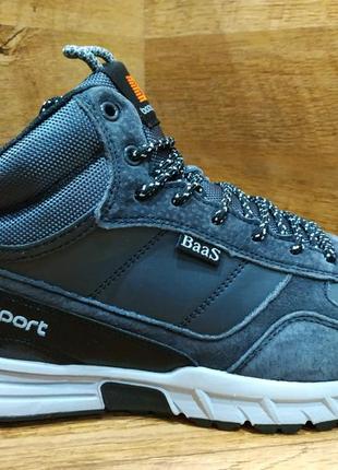 Зимові черевики чоловічі baas на хутрі! натуральна шкіра! р. 41 и 46 сірі