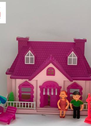 Детский домик для кукол, домик с мебелью и куклой,кукольный домик 8041