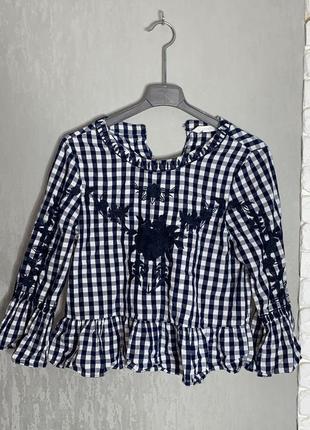 Блуза укороченная блузка в клетку zara, xs3 фото