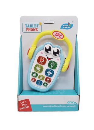Дитячий музичний телефон 899 15,5 см, звук, світло (синій)