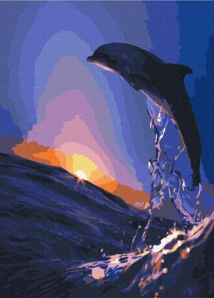 Картина за номерами "захід дельфіна" bs5186  brushme 40х50 см1 фото