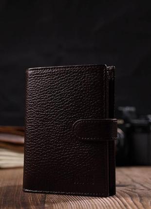 Практичное портмоне для мужчин из натуральной зернистой кожи bond 22056 коричневый8 фото