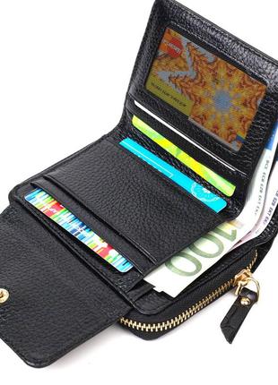 Компактний жіночий гаманець із місткою монетницею на блискавці з натуральної шкіри з тисненням під крокодила5 фото