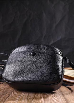 Удобная женская сумка через плечо из натуральной кожи 22133 vintage черная7 фото