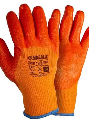 Рукавиці трикотажні з частковим пвх покриттям утеплені р10 (оранж, манжет) sigma (9444441)