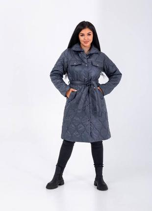 Стильное стеганное пальто большие размеры и норма (р.42-56)2 фото