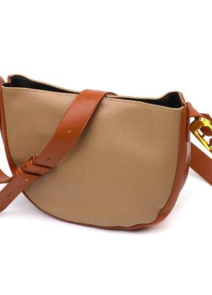 Полукруглая сумка кросс-боди из натуральной кожи 22092 vintage бежевая