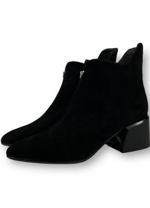 Женские замшевые ботильоны, черные ботинки на каблуках s1027-70-r019b lady marcia 25704 фото