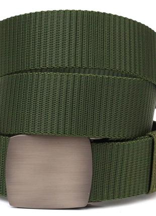 Крепкий мужской ремень с металлической пряжкой из текстиля 20595 vintage зеленый
