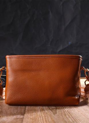 Красивая небольшая сумка на плечо из натуральной кожи 22139 vintage рыжая6 фото