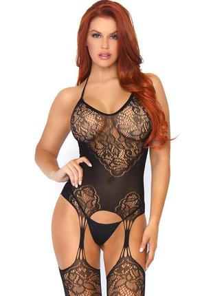 Leg avenue jacquard net bodystocking os black