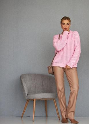 Объемный однотонный свитер розового цвета. модель 2535 trikobakh9 фото