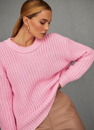 Объемный однотонный свитер розового цвета. модель 2535 trikobakh6 фото