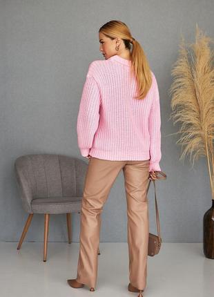 Объемный однотонный свитер розового цвета. модель 2535 trikobakh8 фото