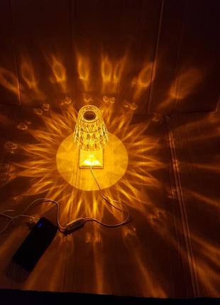 Декоративный светильник led ночник crystal бриллиант светодиодный хрустальный с usb выходом. нова.8 фото