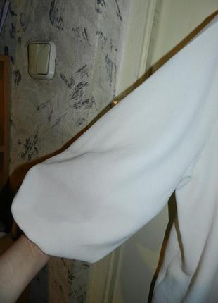 Трикотажная,стильная белая блузка с пышным рукавом,мега батал,большого размера,kiabi9 фото