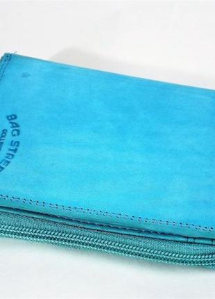 Кожаный кошелек женский bag street 3335 светло-бирюзовый германия3 фото
