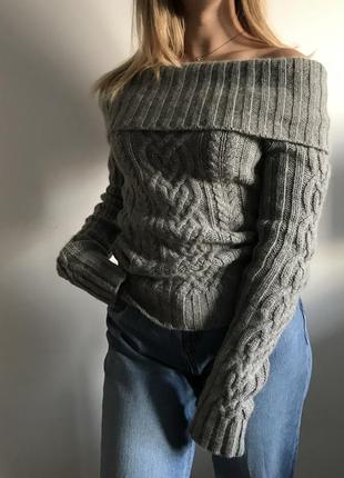 Вязаный свитер на плечи шерсть и кашемир abercrombie & fitch1 фото