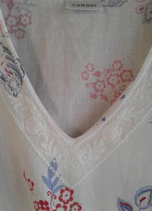 Льняна жіноча блузка сорочка принт купон рукав 2/3 сanda батал4 фото