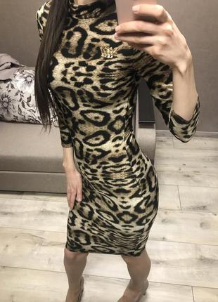 Леопардовое облегающее платье1 фото
