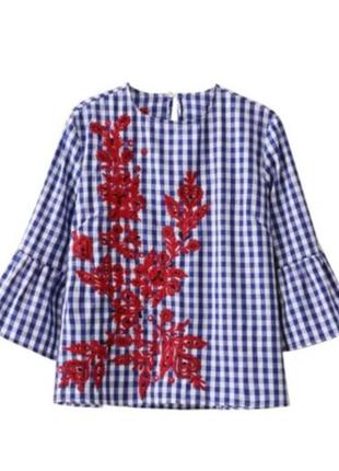 Zara-объемная блуза с вышивкой6 фото