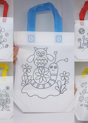 Детский набор для творчества раскрасок / набор эко-сумок разрисовок1 фото