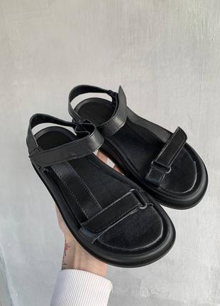 Босоножки сандали черные кожа5 фото